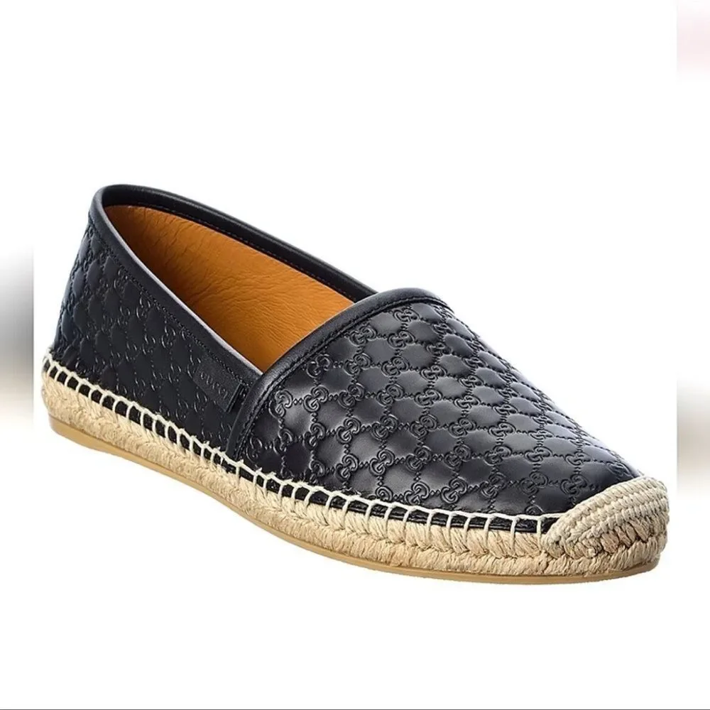 Gucci Black Leather Espadrilles